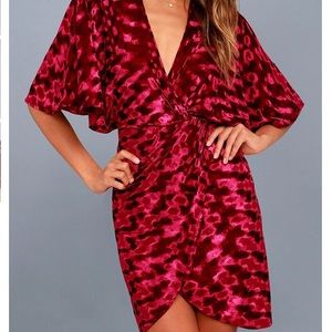 Lulus Red Velvet Wrap Dress - NWT